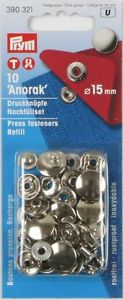Boutons pression argent Prym, recharge ref 390321