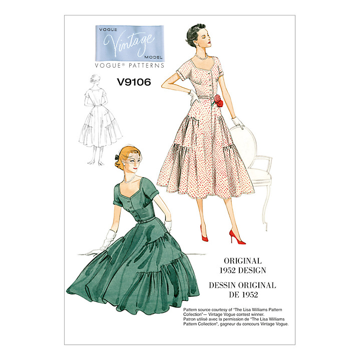 R849 Années 1950 Vintage Vogue Patron de Couture B36 Robe