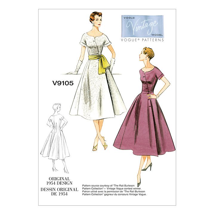 R849 Années 1950 Vintage Vogue Patron de Couture B36 Robe
