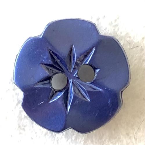 Bouton plastique bleu marine Fleur