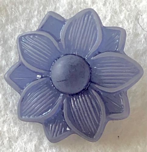 Bouton plastique bleu motif fleur