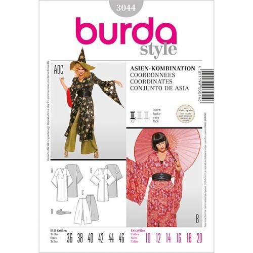 Patron Burda, déguisement Asie femme,