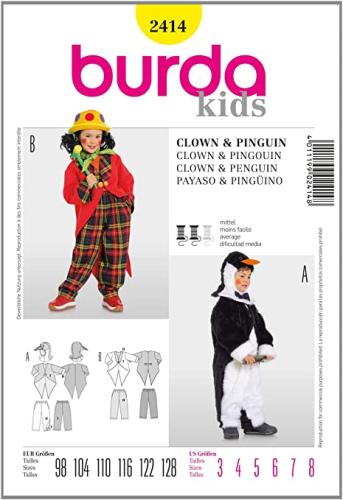 Patron Burda, déguisement clown et pingouin,