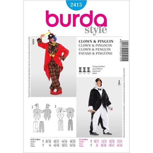 Patron Burda, déguisement clown et pingouin, 2415
