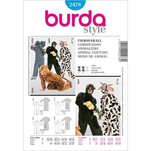 Patron Burda, déguisement combinaison animalière,
