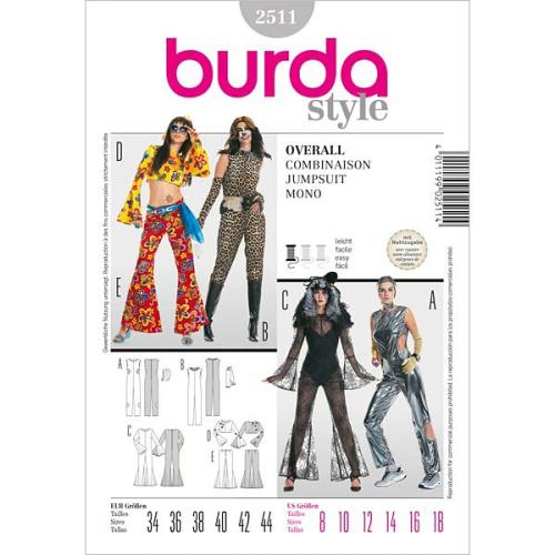 Patron Burda, déguisement combinaison femme,