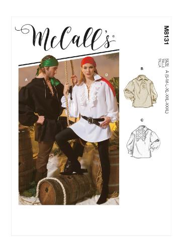 Patron Mccall's, déguisement chemises pirates pour homme et femme,