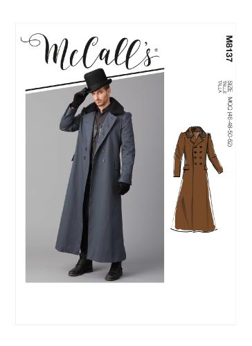 Patron Mccall's, déguisement manteau homme des années 1814,