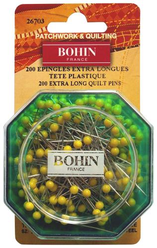 Épingles extra longues tête plastique jaune Bohin- 26703