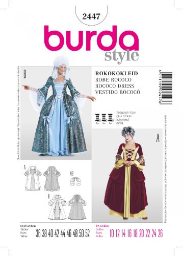Patron adulte robe rococo costume historique et carnaval - Burda- 2447