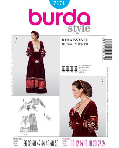 Patron adulte costume historique renaissance  - Burda- 7171