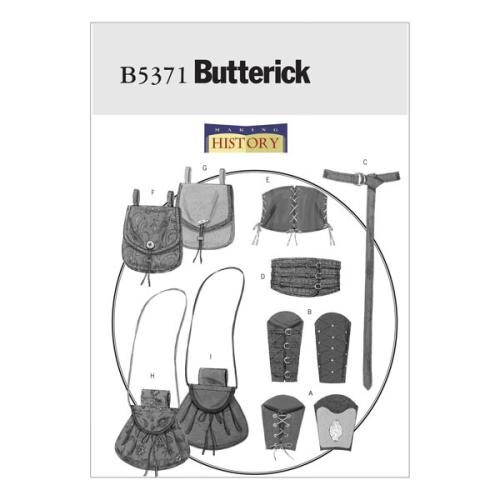 Patron Butterick, déguisement bandes poignet, corset, ceinture et petits sacs,