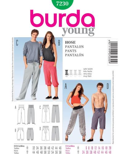 Patron pantalon mode homme et loisirs -Burda- 7230
