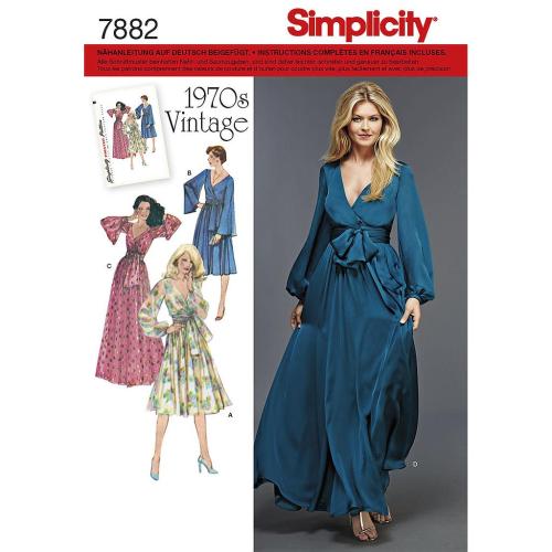 Patron Simplicity,  robe longue vintage année 1970,